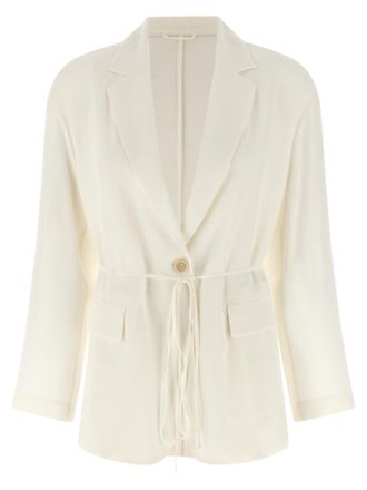 Brunello Cucinelli Silk Blazer Blazers Beige-Donna