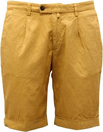 BRIGLIA 1949 Mosterd Katoen/Linnen Bermuda Shorts - Heren - Korte Broeken - Geel - S - Katoen - Korte Broeken