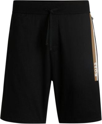 BOSS Cotton-terry shorts with stripe print
