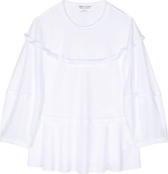 Comme Des Gar&ccedil;ons yoke-detail cotton-jersey top - women - Polyester - S - White