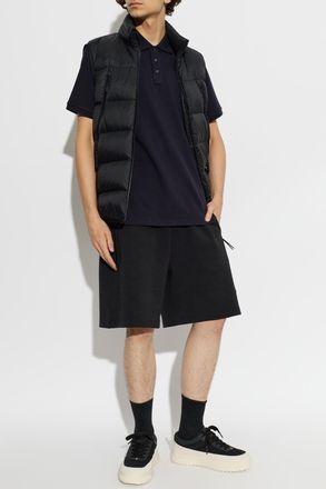 Moncler Polo Shirt With Logo Patch, Mens, Navy Blue