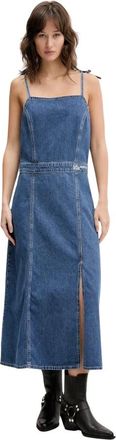 Karl Lagerfeld Kleedjes, Dames, Blauw, XL, Denim, Denim Midi Jurk