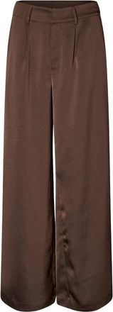 Mbym Broeken, Dames, Bruin, M, Satijn, Satijnen Wijde Bruine Broek