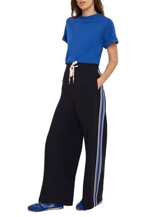 Mint Velvet Side Stripe Wide Trousers in Navy at Nordstrom, Size X-Small