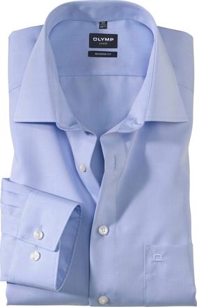 Olymp Businesshemd OLYMP Luxor modern fit, Herren, Gr. 37, N-Gr, blau (bleu), Web, Obermaterial: 100% Baumwolle, Hemden Businesshemd