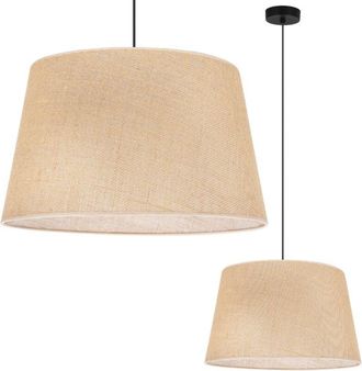 OEM L&aacute;mpara Colgante Cono De Yute Negro 1 Pantalla Plana Beige 44cm
