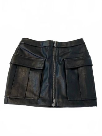 Vintage Havana Womens Leather Zip Front Skirt In Black