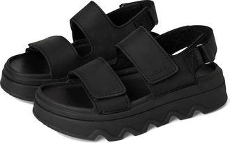 Sorel Kinetic Sunchase Ankle Strap Womens Sandals Black/Sea Salt : 10 B - Medium, Leather/Synthetic