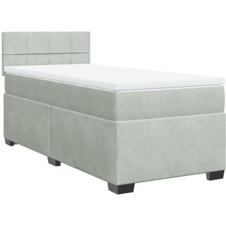 vidaXL Box Spring Bed with Mattress Light Grey 90x200 cm Velvet Vidaxl