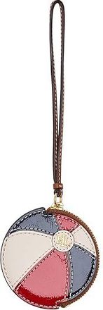 Lauren Ralph Lauren Leather Small Beach Ball Pouch Wallet Womens Handbags Lauren Tan/Soft White/Festive Red/Refined Navy