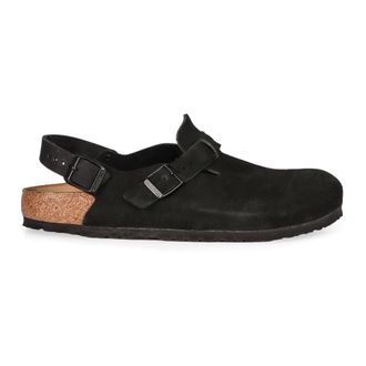 Birkenstock Clogs, male, Black, 8 UK, Suede Mules with Adjustable Ankle Strap