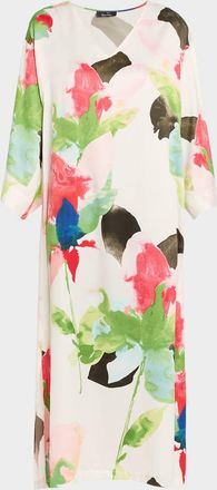 Natori Calypso Floral-Print Midi Caftan