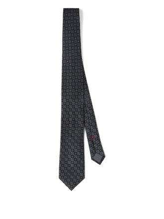 Brunello Cucinelli geometric-patterned silk tie - men - Silk - One Size - Grey