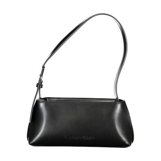 Calvin Klein Womens Margaux Shoulder Bag Leather Handbag - Black