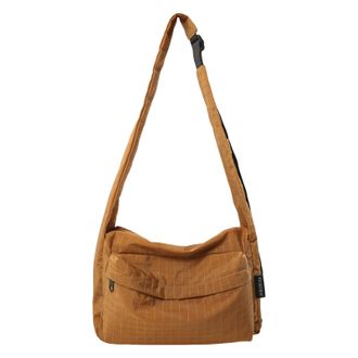 Generic Cymwer Nylon Plaid Shoulder Bag Checkered Crossbody Bag for Women Shopping (Brown)