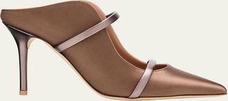 Malone Souliers 85mm Maureen Satin Mules with Double Metallic Nappa Leather Straps