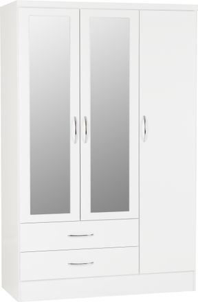 Seconique NEVADA 3 DOOR 2 DRAWER WARDROBE - WHITE GLOSS - SECONIQUE | TJ Hughes