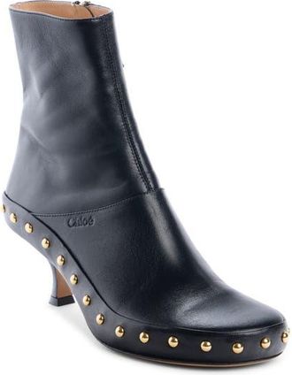 Chlo&eacute; Junie Studded Kitten Heel Bootie in Black at Nordstrom, Size 38.5