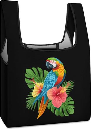 Generic Parrot Funny Tropical Bird Shopping Bag Reusable Grocery Tote Bag Foldable Handbag for Travel Picnic