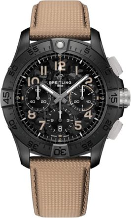 Breitling Avenger B01 Chronograph 42 Night Mission Automatic Black Dial Ceramic Leather Strap Mens Watch SB0146101B1X1