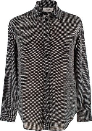 Celine Black and White Polka Dot Shirt Size XXS