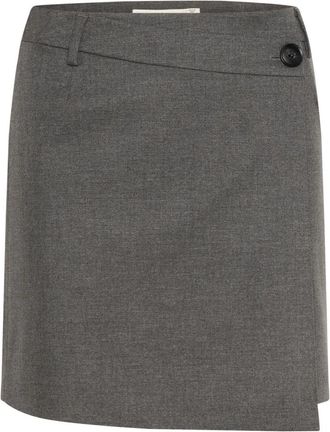 Gestuz Wikkelskirt Donkergrijs Melange - Dames - Korte rokken - Grijs - XL - Polyester - Rokken