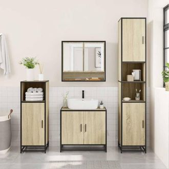 Berkfield Home Durable Bathroom Mirror Cabinet Sonoma Oak 65x20x60 cm Engineered Wood in Light Tan | Size: 65 x 20 x 60 cm