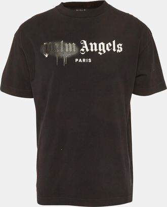 Palm Angels Black Logo Sprayed Jersey T-Shirt