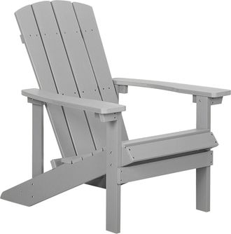 Beliani Silla De Jard&iacute;n Gris Claro De Madera Sint&eacute;tica Resistente A La Intemperie Estilo Moderno Adirondack