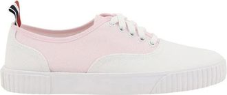 Thom Browne Schoenen, Dames, Wit, 37 EU, Katoen, Katoenen Paneel Lace-Up Sneakers