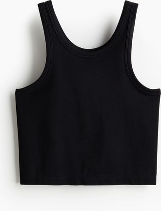H&M Seamless Crop-Sporttop aus DryMove - Schwarz