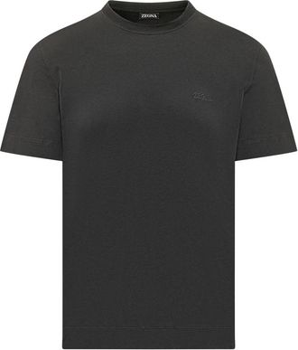 Ermenegildo Zegna Crewneck T-Shirt - Heren - T-shirts - Zwart - 2XL - Katoen - Tops