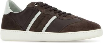 Ferragamo Mens Dark Brown Suede And Leather Achille Sneakers Tmorostoblu