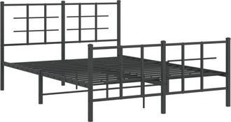 vidaXL Metal Bed Frame without Mattress with Footboard Black 135x190cm Vidaxl