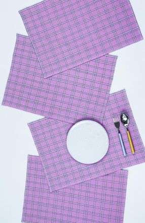 Archive New York Chiapas Handwoven Plaid Cotton Placemats, Set of 4 in Lilac at Nordstrom