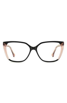 Carolina Herrera 55mm Cat Eye Optical Glasses in Black Pink at Nordstrom