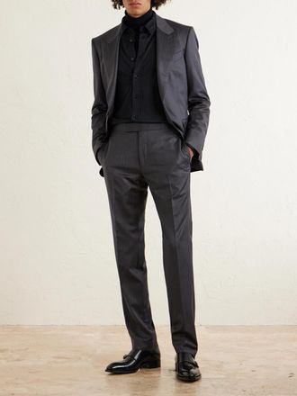 Tom Ford Straight-Leg Herringbone Wool and Silk-Blend Suit Trousers