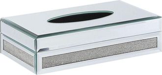 Beliani Beliani - Caja De Pa&ntilde;uelos Espejada Accesorios Decorativos Para El Hogar Con Cristales Plateados Charly