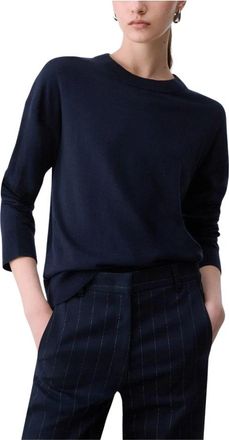 Liu Jo Wool Blend Sweater - Dames - Ronde hals truien - Blauw - L - Wol - Truien & Vesten