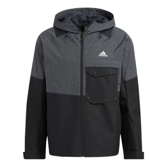 adidas Th Vis Wvjkt Hooded Jacket Brown White HN9041