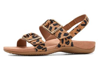 Vionic Reese Slingbacks Womens Sandals Tan Leopard Suede : 7.5 W, Leather