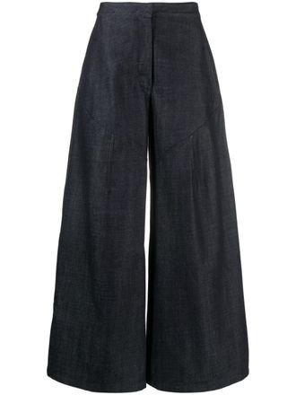 Jil Sander cropped wide-leg trousers - women - Cotton/Cotton - 36 - Blue