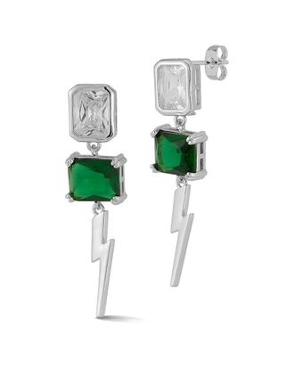 Chloe and Madison Chloe And Madison Plated Cz Lighting Bolt Earrings