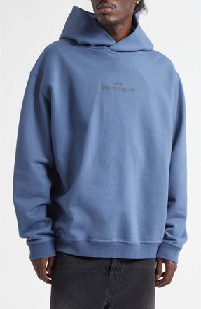 Maison Margiela Embroidered Logo Cotton Hoodie in Lapis Blue at Nordstrom, Size 38 Us