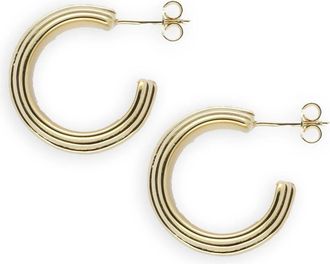 Lott. Gioielli Lott. Gioielli, Accessoires, Dames, Grijs, ONE Size, Gedurfde Gestreepte Creoolse Oorbellen Goud