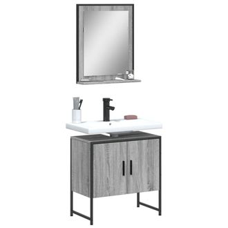 vidaXL Vidaxl - Set De Muebles De Ba&ntilde;o 2 Pzas Madera De Ingenier&iacute;a Gris Sonoma