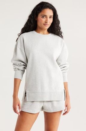 Zella Ultracozy Fleece Relaxed Sweatshirt in Grey Light Heather at Nordstrom Rack, Size Xx-Large