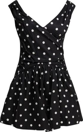 Self Portrait Polka Dot Fit and Flare Jurk - Dames - Korte kleedjes - Zwart - XS - Katoen - Kleedjes