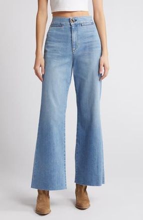 ASKK NY Brighton High Waist Raw Hem Wide Leg Jeans in Barrio at Nordstrom Rack, Size 34