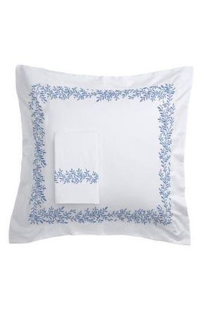 Melange Home 600 Thread Count Cotton Floral Pillow Shams - Set of 2 in Blue at Nordstrom Rack, Size Euro